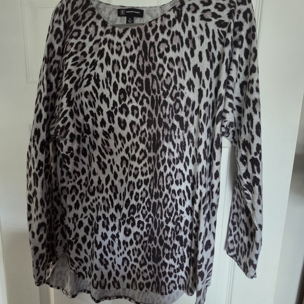 INC International Concepts Leopard Print Sweater